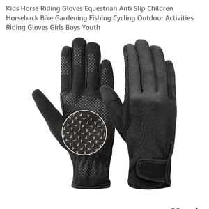 Black Anti-Slip Riding Gloves for Kids